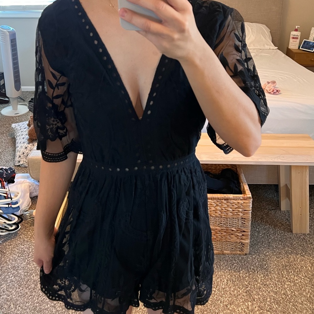 Lace black romper